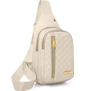 Boho Quilted Puffer Sling Crossbody Purse Off-White/Ivory Everyday Essential Bag